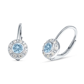 Leverback Round Hoop Earrings Simulated Aquamarine 925 Sterling Silver Wholesale